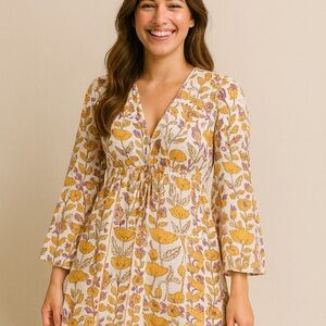 Maaji Boho Floral Long Sleeve Mini Dress Size S